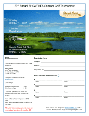 Golf bracket template - 23rd Annual AHCA/FHEA Seminar Golf Tournament