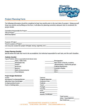 Project Planning Form