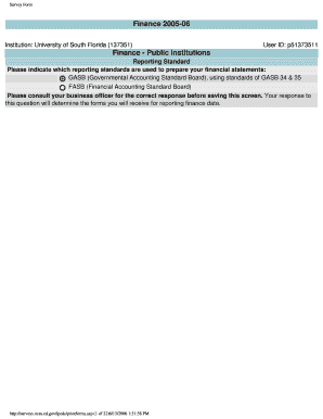 Finance Survey Form for Public Institutions