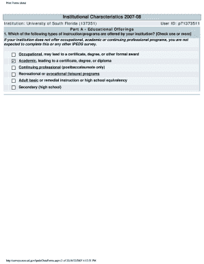 Institutional Characteristics Form 2007-08
