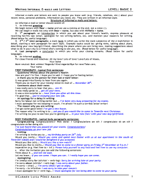 WRITING INFORMAL E-MAILS AND LETTERS LEVEL BASIC 2
