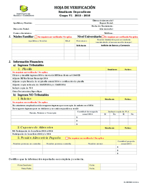 Hoja de Verificación Estudiante Dependiente