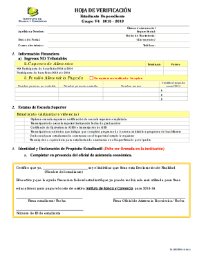 Hoja de Verificación Estudiante Dependiente