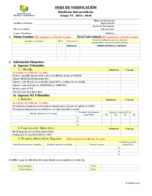 Hoja de Verificación Estudiante Independiente