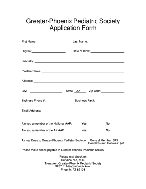 Term sheet template - Greater Phoenix Pediatric Society Application Form - AzAAP - azaap