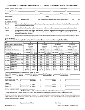California Catastrophic Accident Insurance Enrollment Form