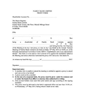 Family Bank Proxy Form