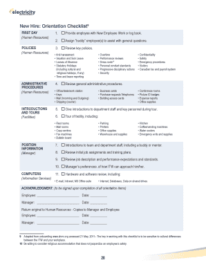New Hire Orientation Checklist