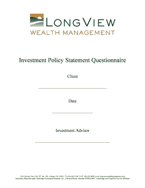 Investment Policy Statement Questionnaire