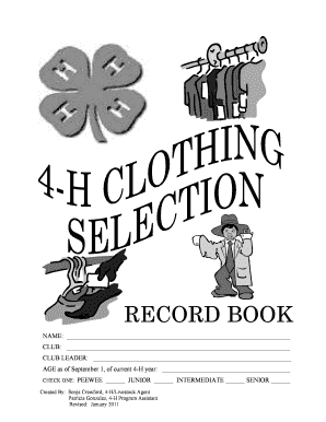 4-H Clothing Project Record Book