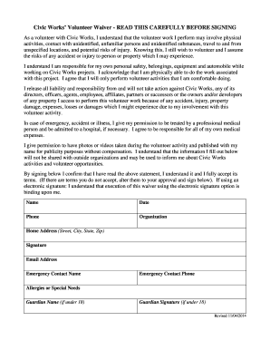Civic Works Volunteer Waiver