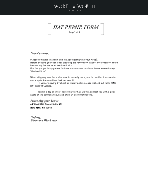 Hat Repair Form