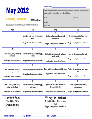 May elementary Menu - Calvary Episcopal Preparatory - ces-richmond