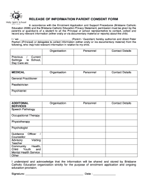 Release of Information Parent Consent Form
