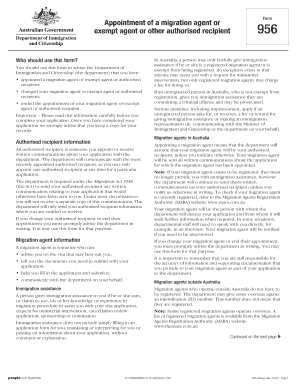 Appointment of a Migration Agent Form 956