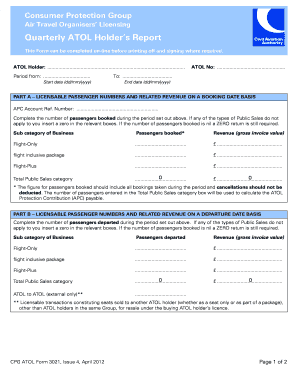 ATOL Holder Quarterly Report
