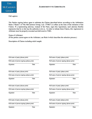 Agreement to Arbitrate