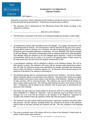 Short Form Arbitration Agreement