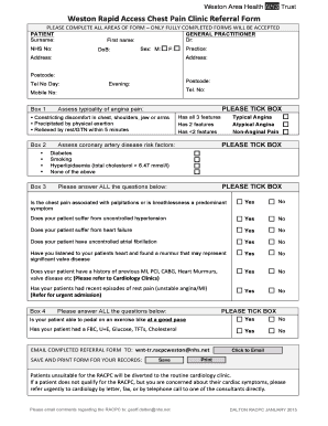 Weston Rapid Access Chest Pain Clinic Referral Form