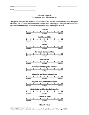 Lifestyle Hygiene Assessment Form