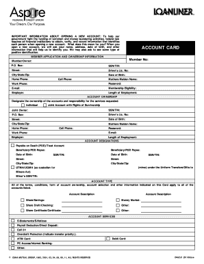 US Federal New Account Application Form