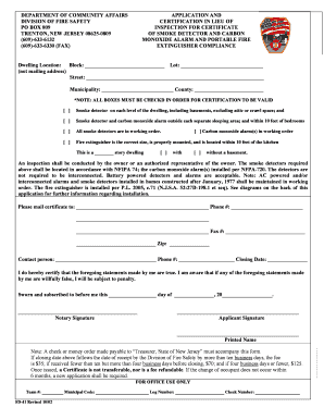 New Jersey Smoke Detector and Carbon Monoxide Compliance Certification