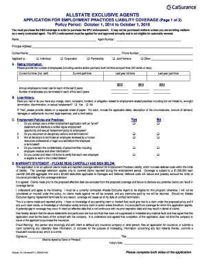 Allstate Employment Practices Liability Coverage Application