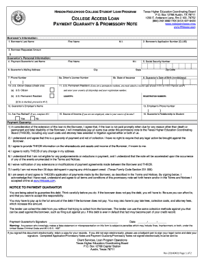 Texas College Access Loan Payment Guaranty and Promissory Note