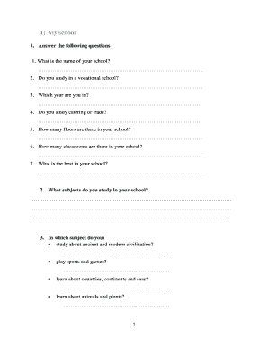 School Information Questionnaire