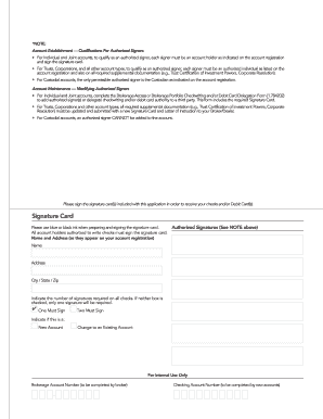 Signature Card for Brokerage Accounts