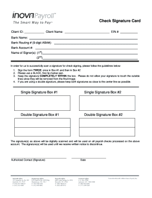 Check Signature Card