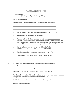 Trademark Questionnaire