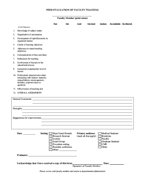 Faculty Teaching Evaluation Form