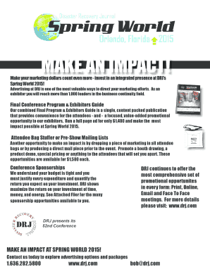 Advertising Order Form for DRJ Spring World 2015