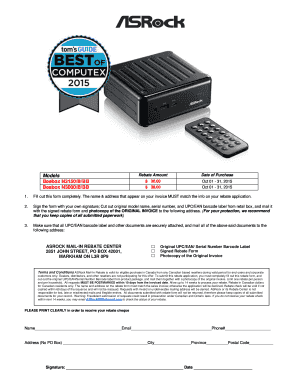 ASRock Mail-In Rebate Form
