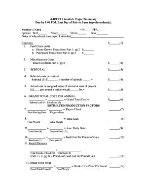 4-H/FFA Livestock Project Summary