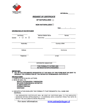 Solicitud de Certificado de Naturalización