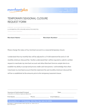 MerchantPlus Temporary Seasonal Closure Request Form