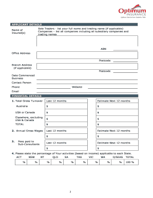 Professional Indemnity Insurance Proposal Form