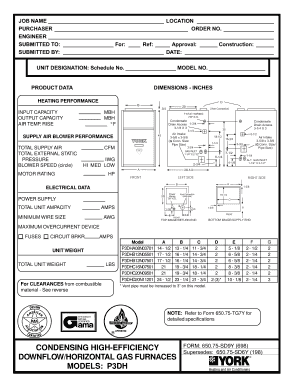 Condensing High-Efficiency Furnace Specification Form