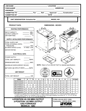 Gas Furnace Specification Form