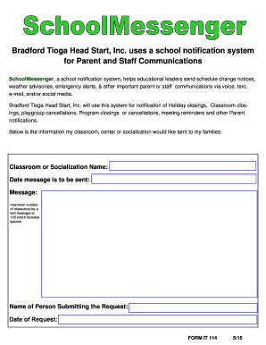 SchoolMessenger Notification Form