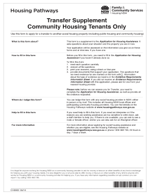 Transfer Supplement for Community Housing Tenants
