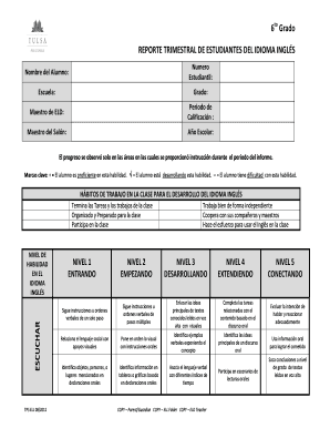 REPORTE TRIMESTRAL DE ESTUDIANTES DEL IDIOMA INGLÉS