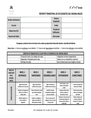 Reporte Trimestral de Estudiantes del Idioma Inglés