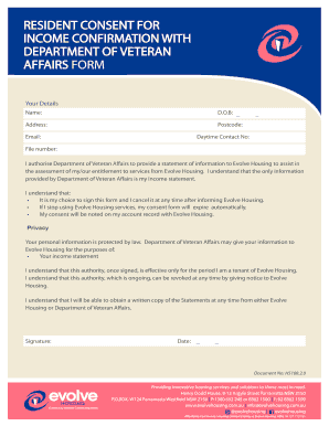 Resident Consent for Income Confirmation with Department of Veteran Affairs