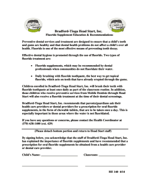 Fluoride Supplement Consent Form