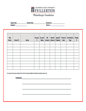 Donation Deposit Form