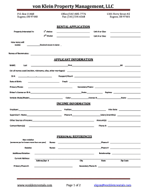 Rental Application Form