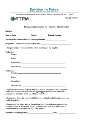 Parent/Guardian Consent for Medication Administration